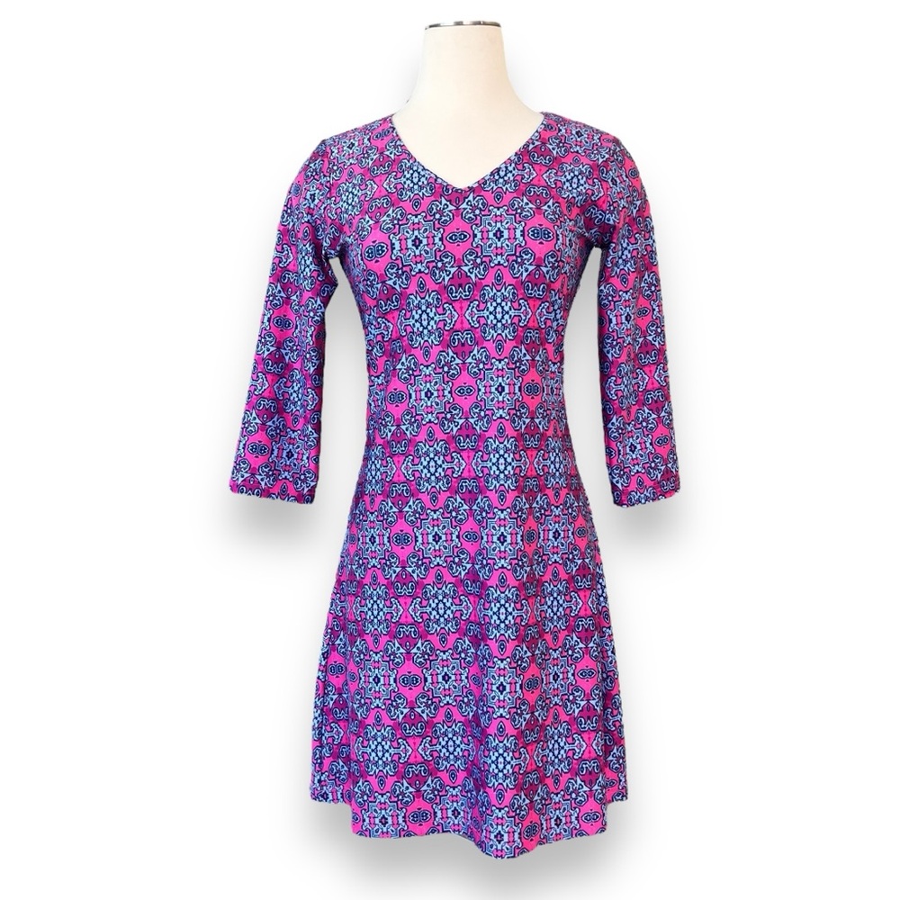 Kaeli Smith Athletic Dress Pink and Blue Performance Fabric Lulu Shift Dress